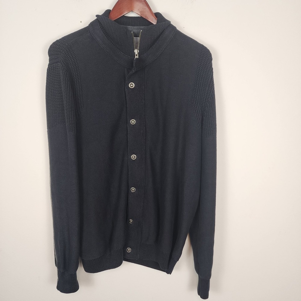 Carbon 2 Cobalt Jacket Men's Large Cable Knit Full Zip Lined Heavyweight Black